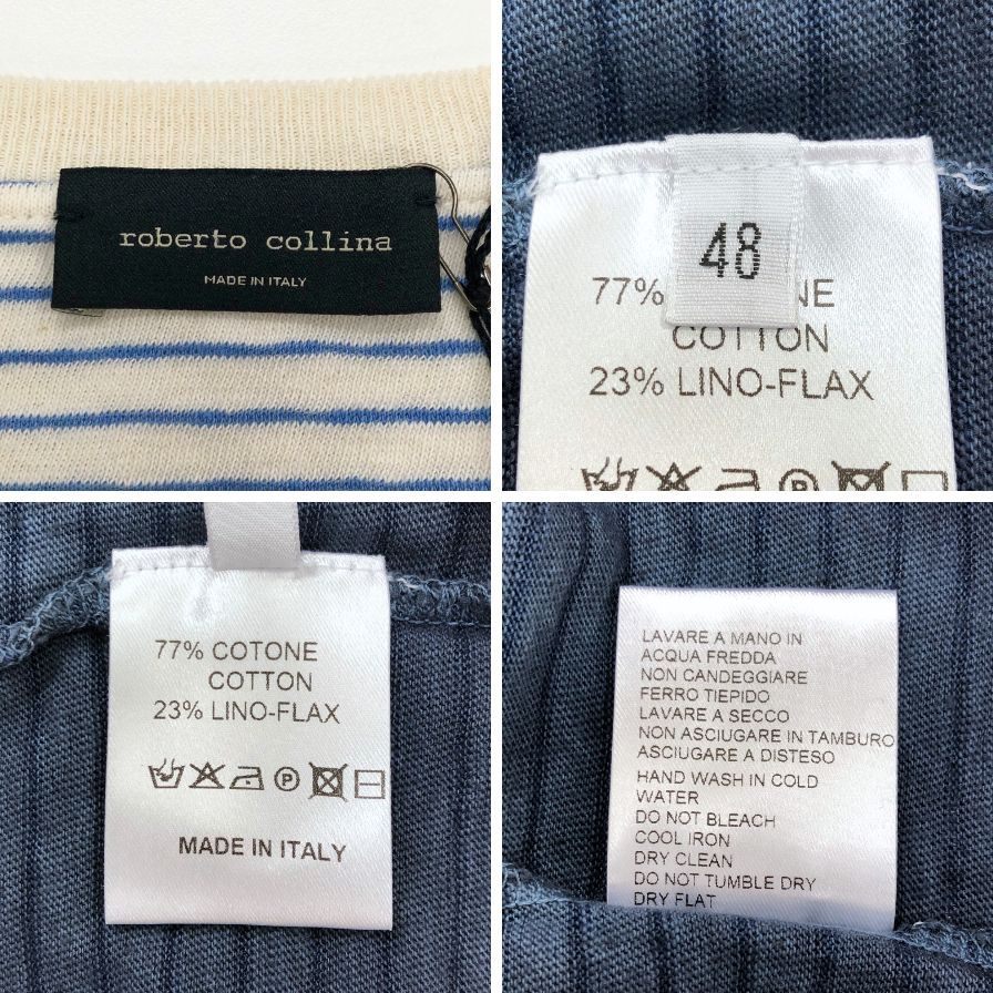 中古◆ロベルトコリーナ クルーネックロングTシャツ ブルーグラデ メンズ 48サイズ Roberto Collina 【AFB48】
