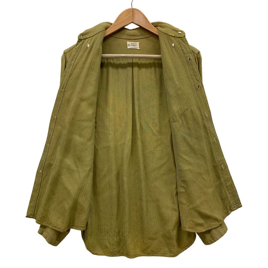 美品◆タウンクラフト 60S レーヨンシャツ 船タグ ボタンダウン カーキ メンズ サイズM TOWNCRAFT 【AFB14】