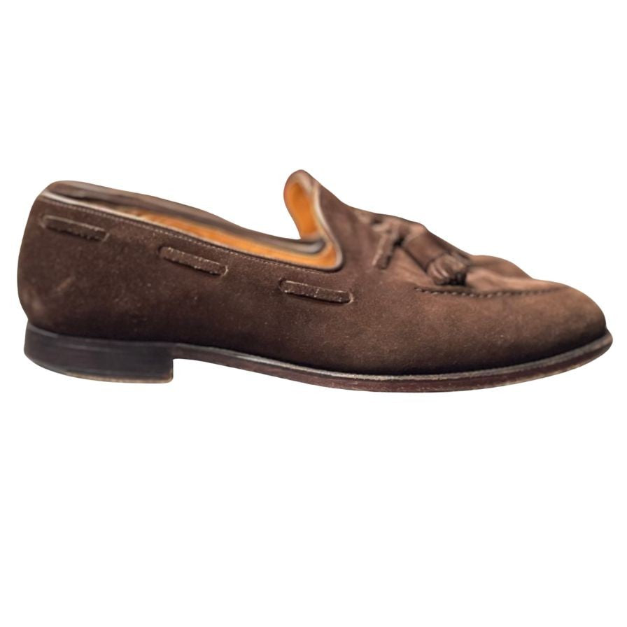 クロケット&ジョーンズ レザーシューズ キャベンデッシュ3 タッセルローファー スエード ブラウン メンズ サイズUK8E CROCKETT&JONES ローファー 約27.0cm【LA】【中古】