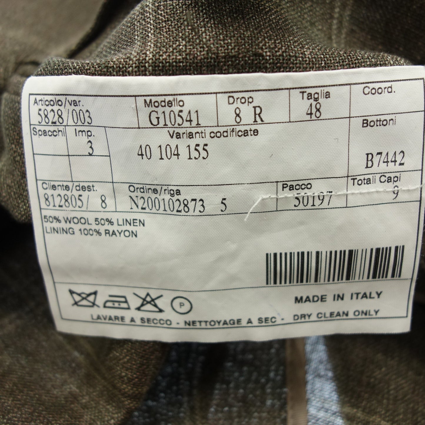 美品◆ベルベスト ジャケット 3B チェック ウール&リネン メンズ ブラウン サイズ48 Belvest【AFB45】