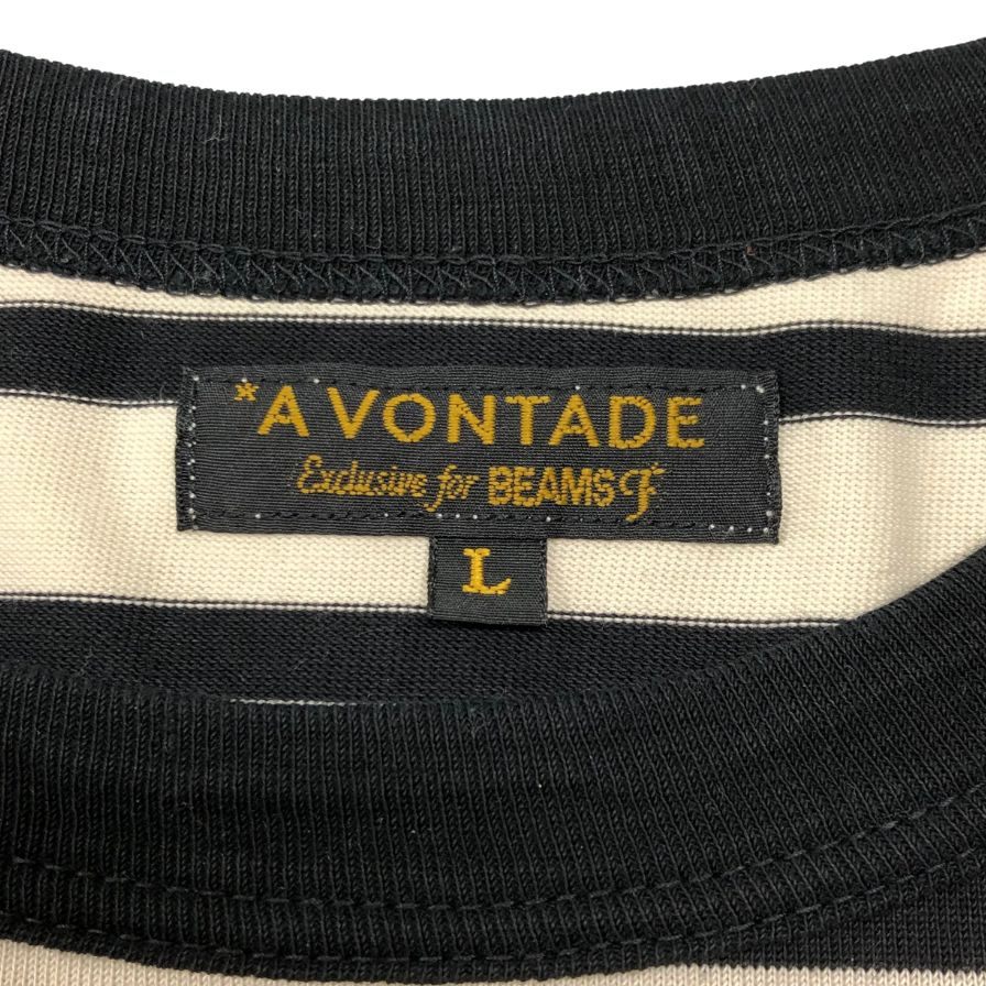 アボンタージ ビームスF別注 Tシャツ ボーダー ポケット ブラック メンズ サイズL A VONTADE BEAMS F【LA】