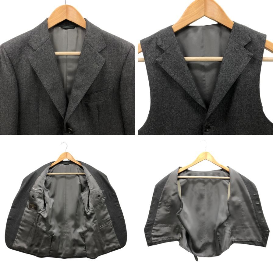 麻布テーラー スリーピース パンツ オーダースーツ フランネル カノニコ グレー系 メンズ サイズオーダー AZABU TAILOR【AFA19】