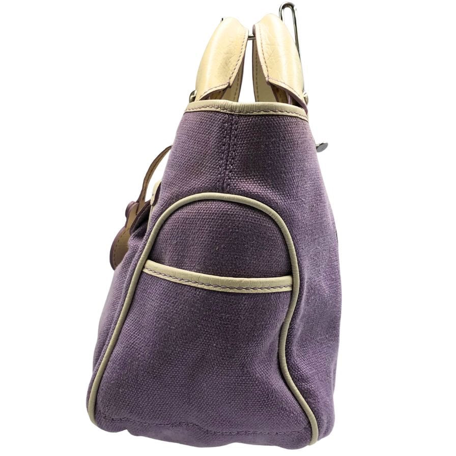 セリーヌ ハンドバッグ ブギー キャンバス レザー パープル レディース CELINE【AFE10】
