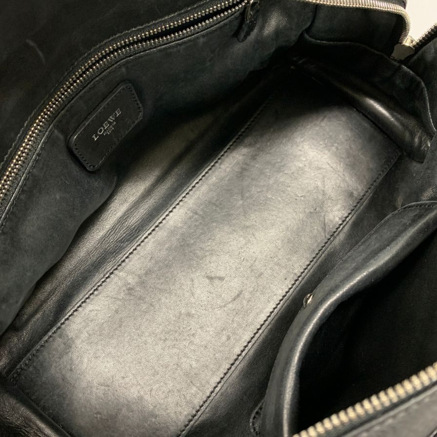 ロエベ ハンドバッグ アマソナ28 アナグラム レザー 南京錠 レディース ブラック LOEWE【AFE2】