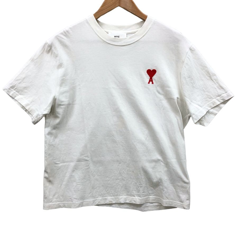 中古◆アミ パリス Tシャツ ワンポイント メンズ サイズS アイボリー AMI Paris 【AFB5】