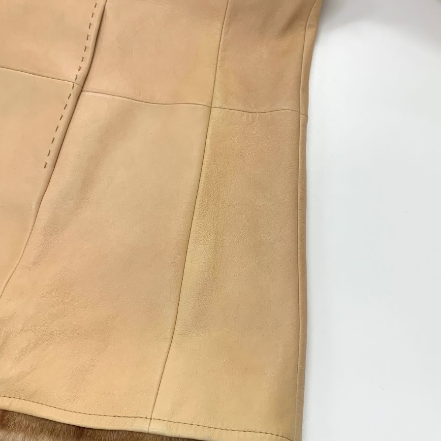 極美品◆ジェニファーレオナルディ ハーフコート ベージュ フリーサイズ ラムレザー レディース Jennifer Leonardi 【AFG1】