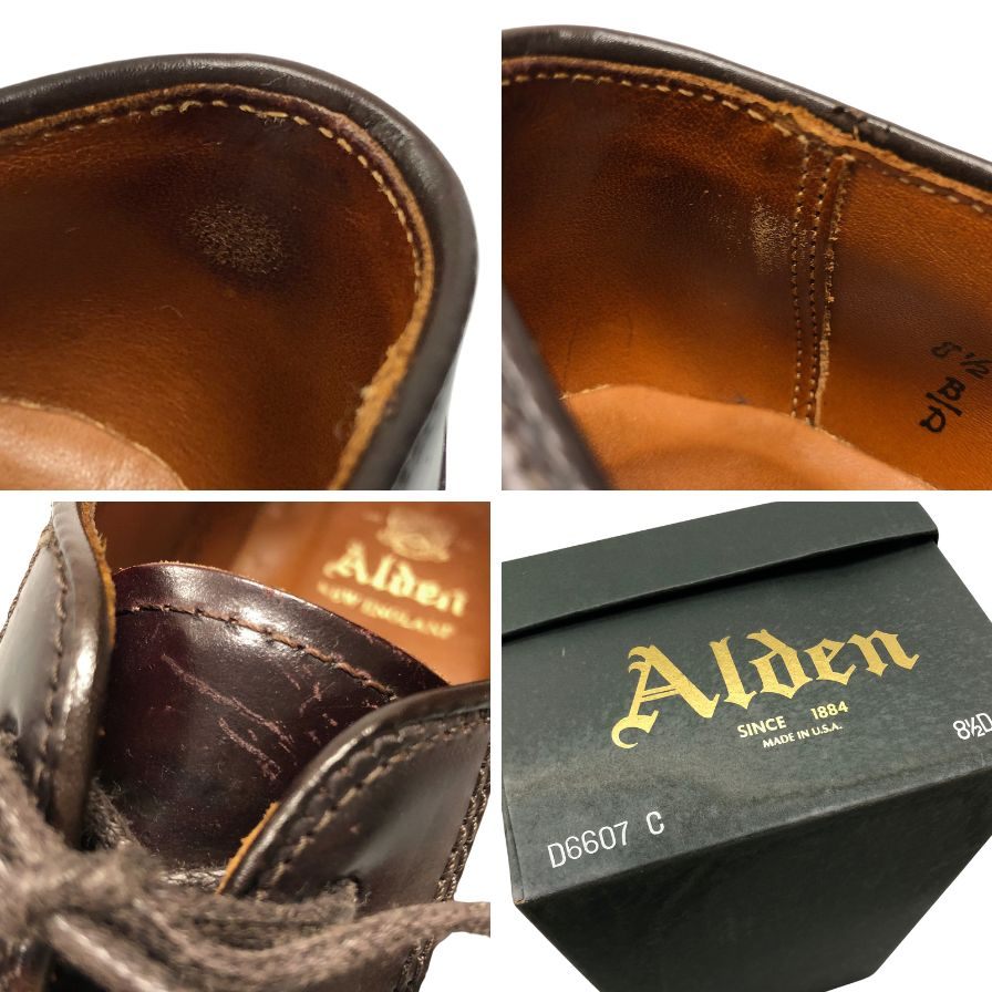 オールデン レザーシューズ D6607C NST コードバン ダークバーガンディ メンズ サイズUS8.5D ALDEN ビジネスシューズ 約26.5cm【LA】【中古】