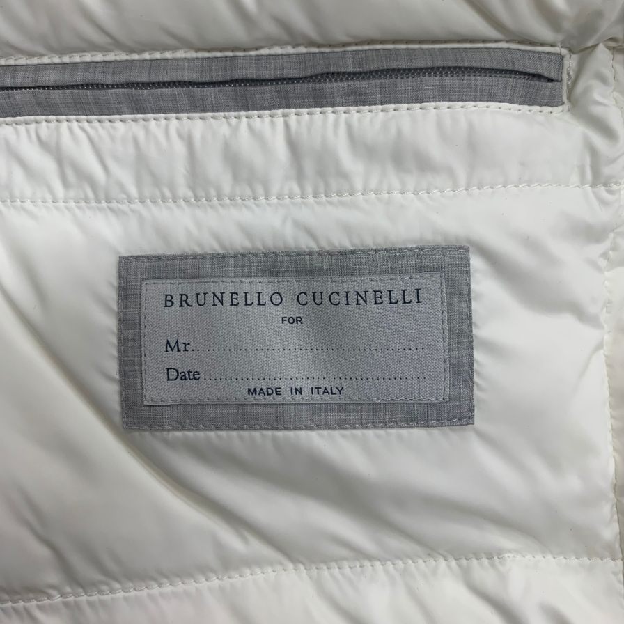 極美品◆ブルネロクチネリ ライダース風 コーデュロイ ダウンベスト ホワイト メンズ サイズL BRUNELLO CUCINELLI 【AFA16】