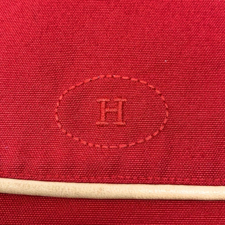 エルメス トラベルポーチ フラット レザー×キャンバス オレンジ ユニセックス HERMES【AFI2】