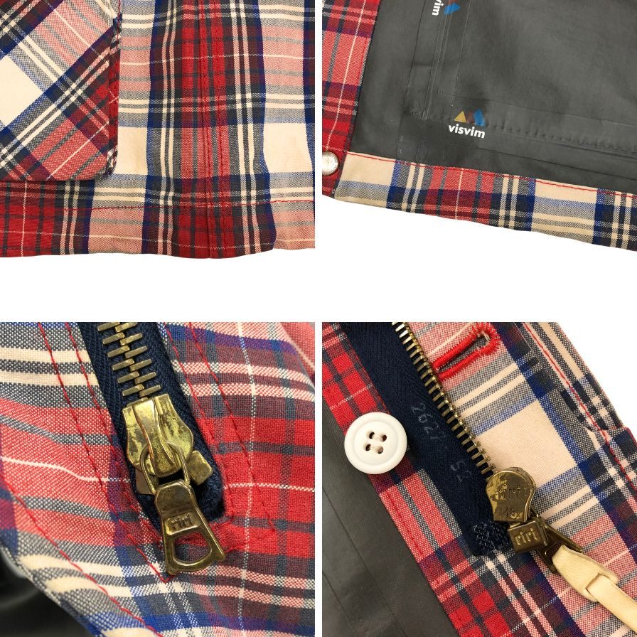 中古◆ヴィズヴィム ビズビム PFD ジャケット コットン ラミネート加工 ゴアテックス チェック メンズ レッド サイズM VS0001557 visvim 【AFB52】