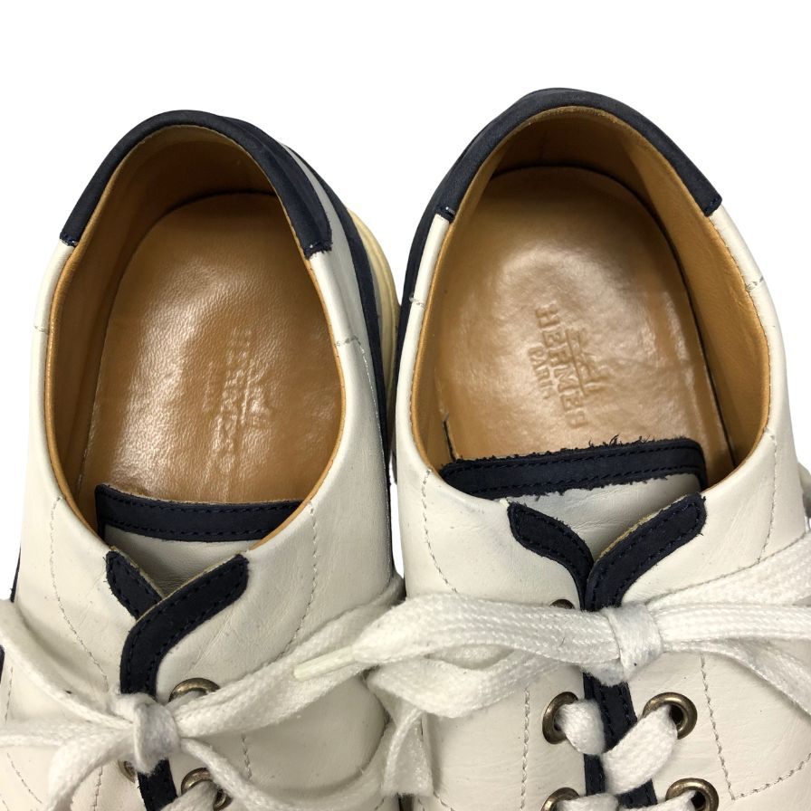 エルメス レザースニーカー Hロゴ ホワイト サイズ40.5 メンズ HERMES 約25.5cm【AFC45】