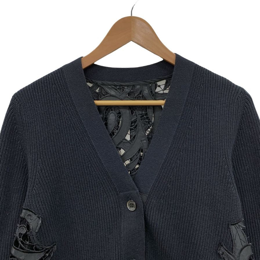中古◆サカイ カーディガン レース切り替え ネイビー レディース サイズ不明 Sacai 【AFB49】