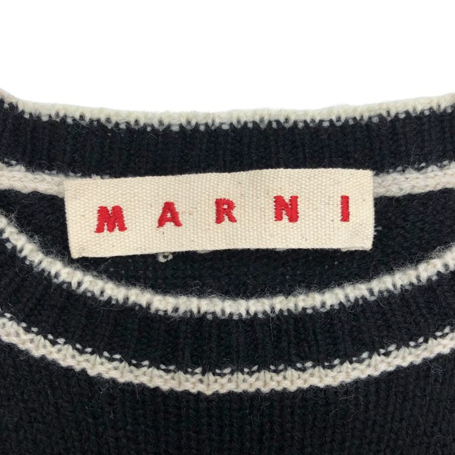 極美品◆マルニ ニット セーター カシミア100% ステッチあしらい レディース サイズ40 ブラック MARNI 【AFB29】