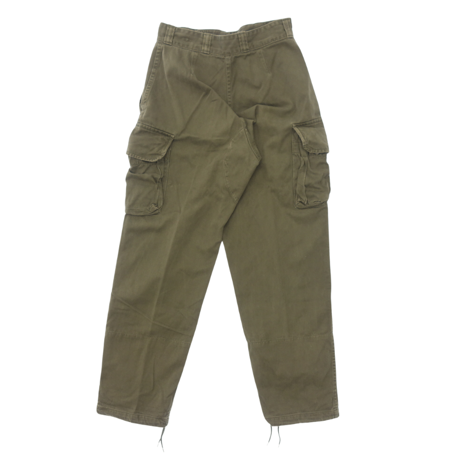 中古◆フランス軍 カーゴパンツ M64 60or70年代 レディース オリーブ サイズ68c FRENCH ARMY VINTAGE【AFB4】