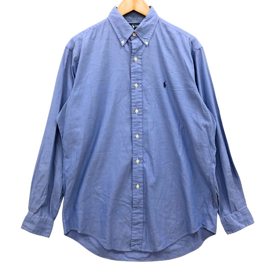 美品◆ラルフローレン 90S ボタンダウンシャツ ブルー メンズ サイズ15.5 RALPH LAUREN 【AFB42】