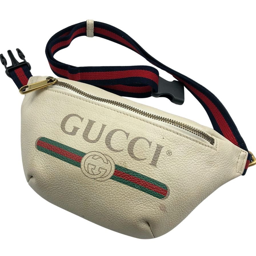 グッチ ボディバッグ ロゴプリント 527792 レザー ベージュ GUCCI【AFE9】