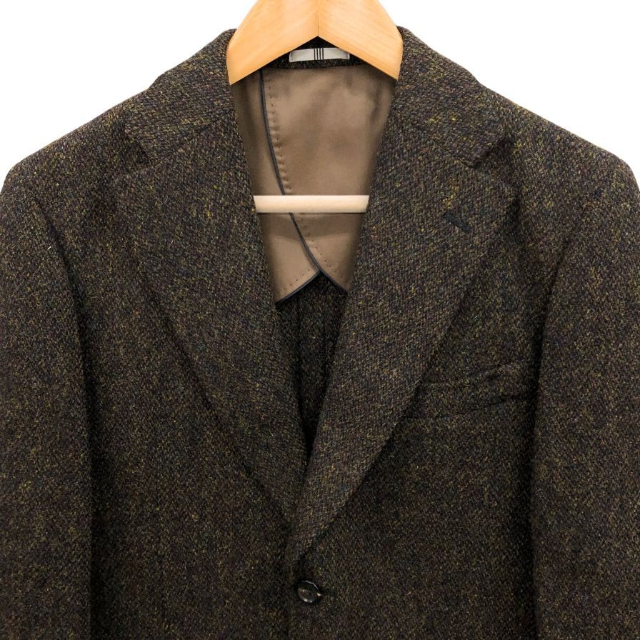 極美品◆スーツセレクト テーラードジャケット ハリスツイード ブラウン サイズY5 SUIT SELECT 【AFB42】