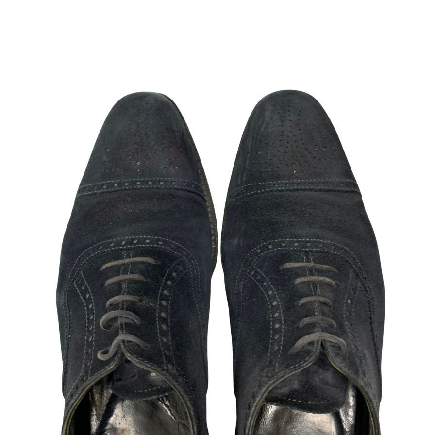 中古◆クロケット&ジョーンズ スエード セミブローグ ウェルベック サイズ8D ブラック メンズ ダイナイトソール Crockett & Jones WELBECK【AFD8】