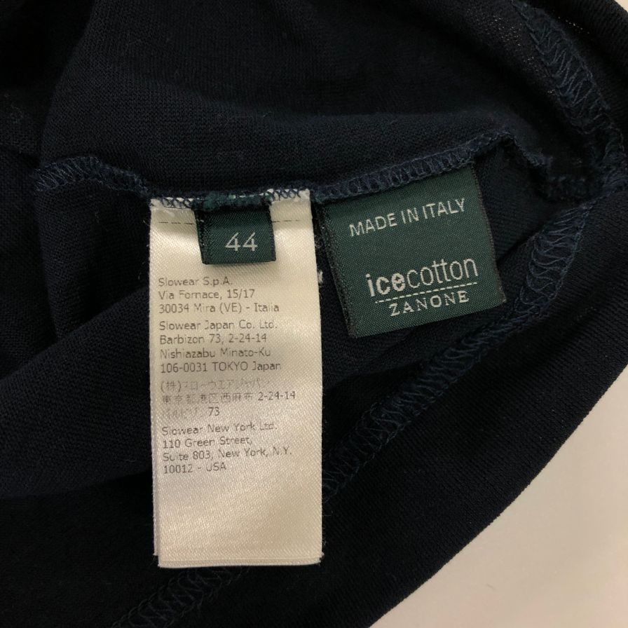 中古◆ザノーネ アイスコットン Vネック Tシャツ メンズ サイズ 44 ネイビー ZANONE 【AFB38】