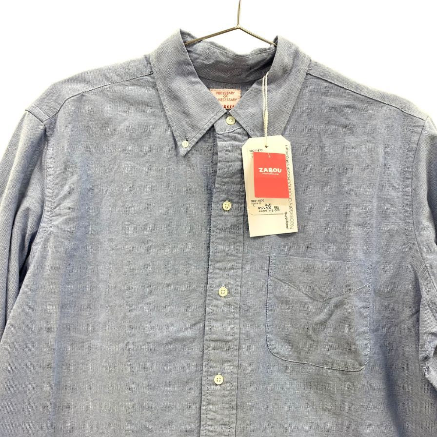 新品同様◆ネセサリー オア アンネセサリー シャンブレーシャツ 長袖 ブルー系 メンズ サイズL necessary or unnecessary 【AFB29】