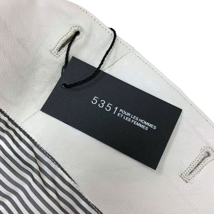 新品同様◆5351 プールオム テーラードジャケット レザー やぎ革 ホワイト メンズ サイズ44 5351 Pour Les Hommes 【AFB7】