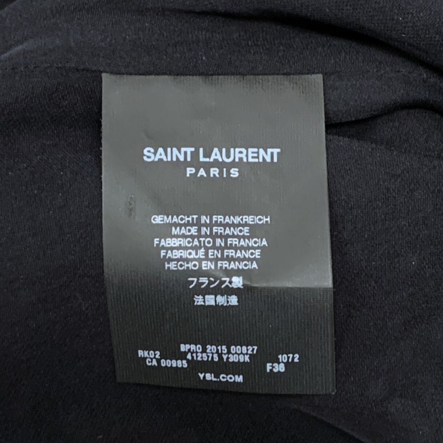 極美品◆サンローラン パリ ノースリーブ ワンピース レーヨン 花柄 2015 レディース サイズ36 ブラック SAINT LAURENT PARIS 【AFB25】