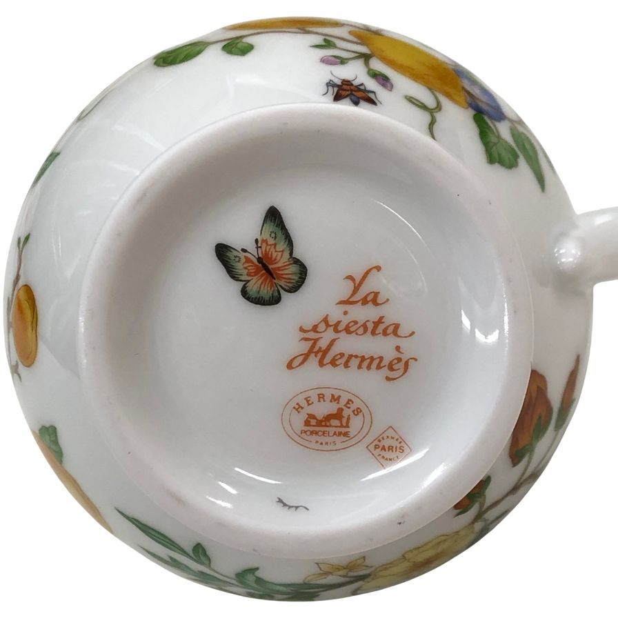 エルメス シエスタ ミルクポット 花柄 ホワイト HERMES【AFI28】【中古】
