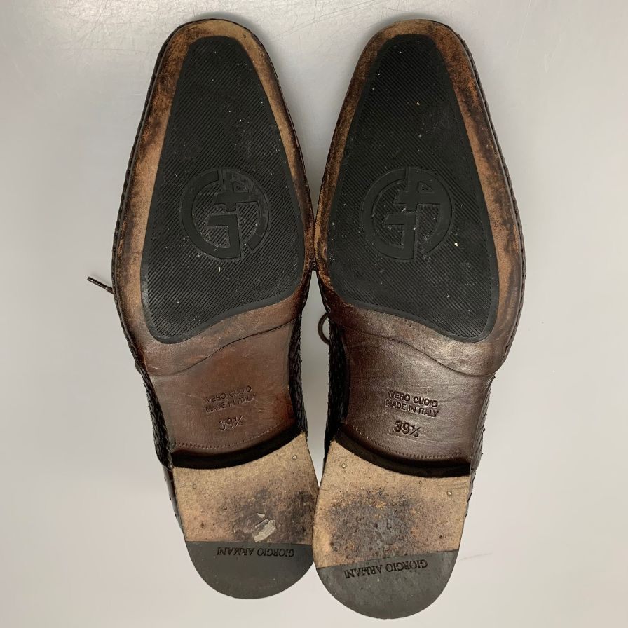 ジョルジオアルマーニ レザーシューズ 404 パイソン ブラウン サイズ39.5 メンズ GIORGIO ARMANI 約24.5cm【AFC33】