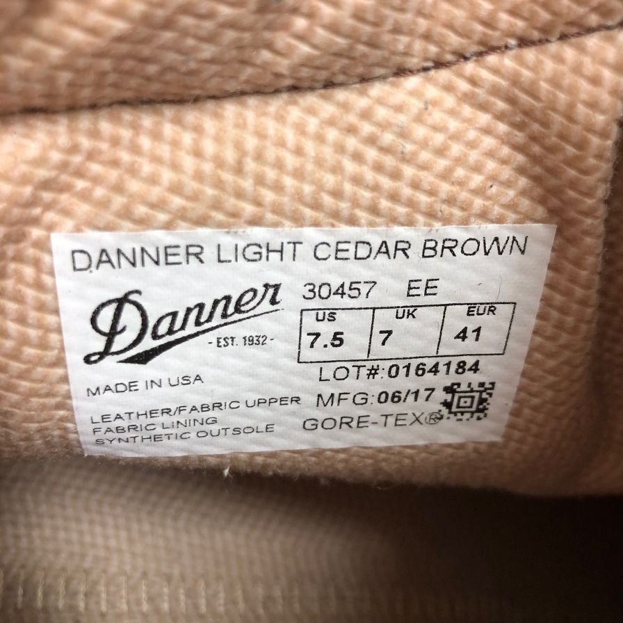 ダナー レザーブーツ ダナー ライト ゴアテックス アメリカ製 メンズ サイズUS7.5 シダーブラウン DANNER DANNER LIGHT 約25.5cm【AFD9】