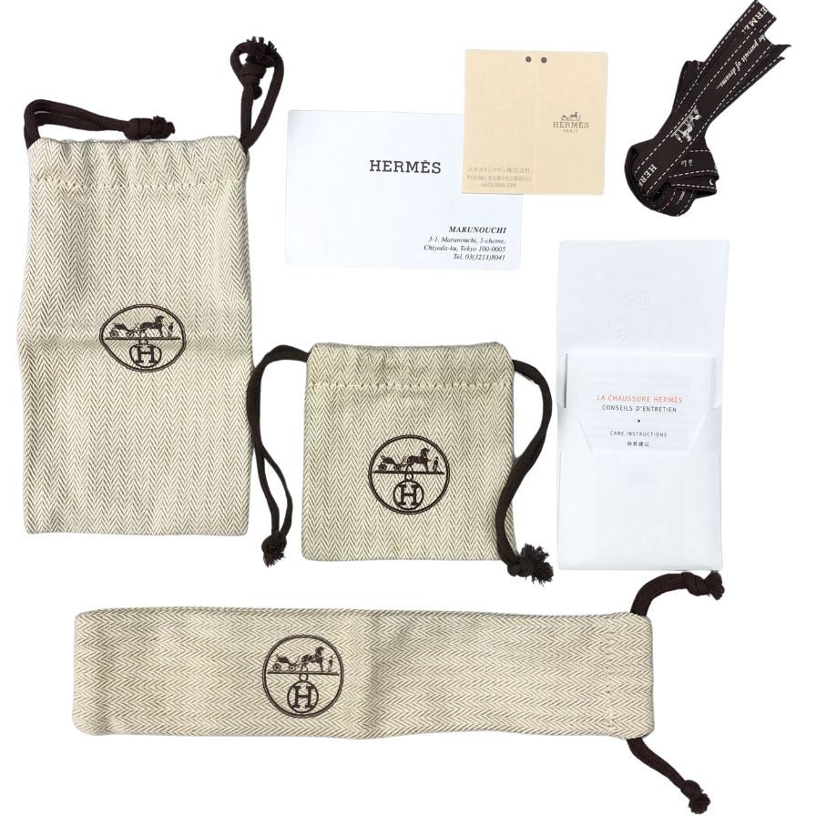 エルメス ボリードポーチ ブラック ナイロン お手入れセット ブラシ クリーム 袋 HERMES