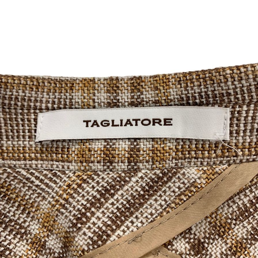 極美品◆タリアトーレ テーラードジャケット 1SMC22K ウール チェック サイズ48 メンズ ブラウン系 TAGLIATORE 【AFB6】