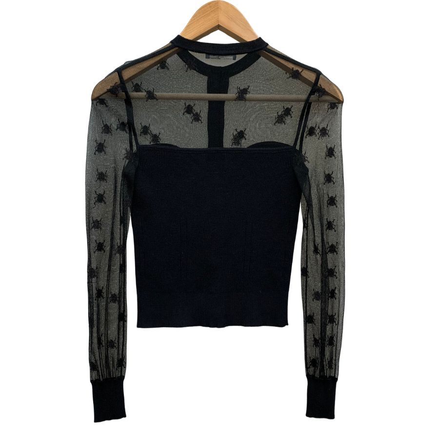 美品◆アレキサンダーマックイーン カーディガン レース切り替え レディース サイズXXS Alexander McQueen 【AFB36】