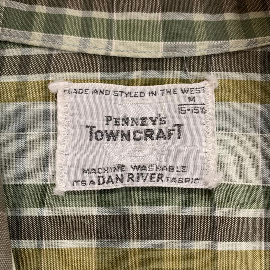 美品◆タウンクラフト 60S チェックシャツ 船タグ 開襟 サイズM メンズ TOWNCRAFT 【AFB14】