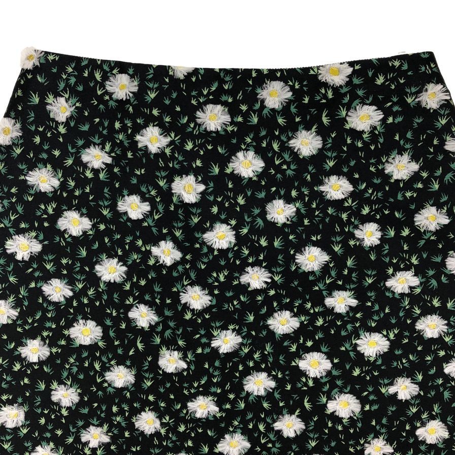 ジャンバティスタヴァリ 膝上丈 スカート フラワー総柄 刺繍 イタリア製 レディース サイズXS ブラック系 GIAMBATTISTA VALLI【20250522さい7】