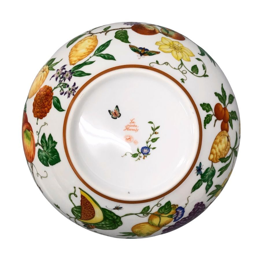 エルメス シエスタ ボウル 花柄 ホワイト 約25㎝ HERMES【AFI28】【中古】