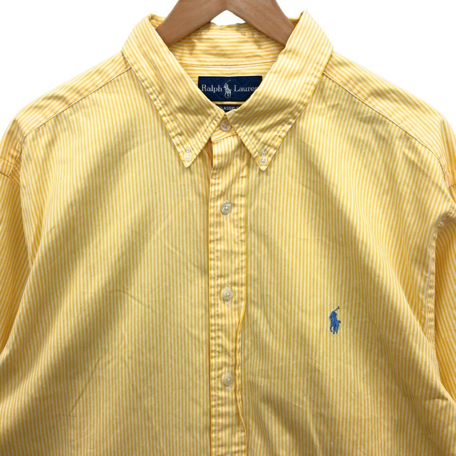 ラルフローレン 90S 長袖シャツ ストライプ イエロー系 サイズ18 Ralph Lauren【LA】