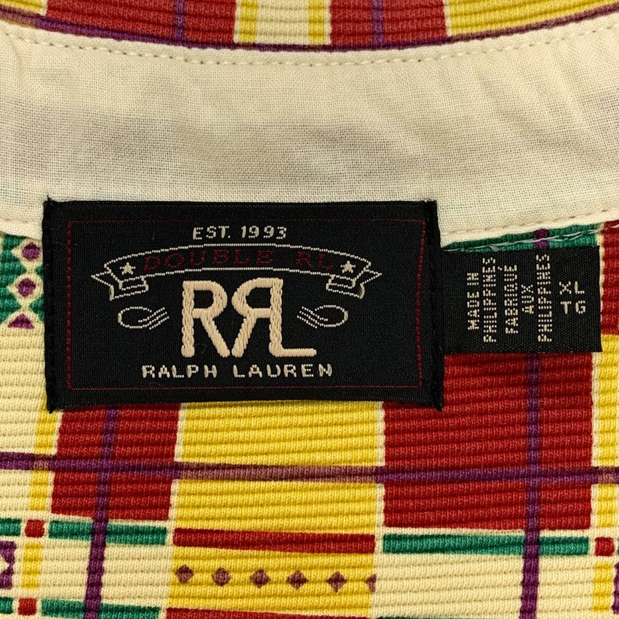 美品◆ダブルアールエル ラルフローレン 一つ星タグ 総柄 コットンシャツ メンズ サイズ XL RRL RALPH LAUREN 【AFB7】