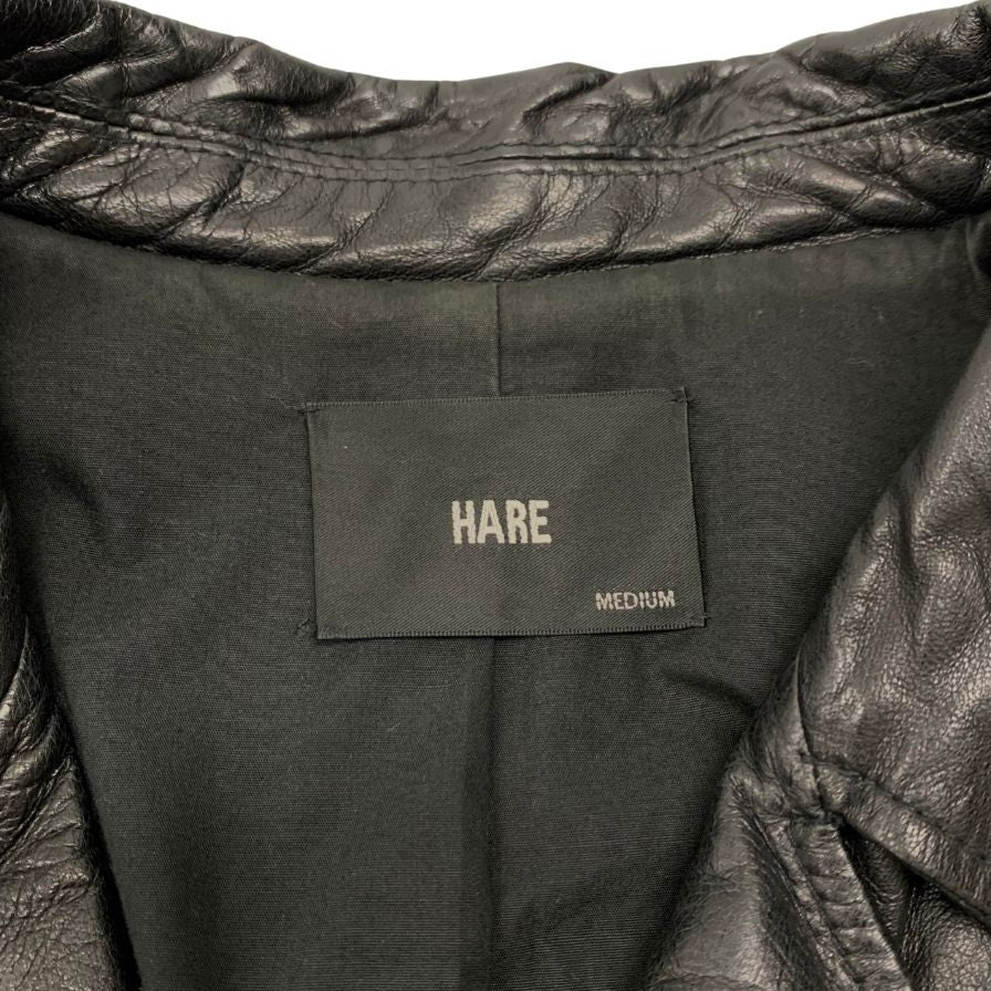 中古◆ハレ レザー ジャケット ライダース ラムレザー メンズ ブラック サイズ M HARE 【AFG1】