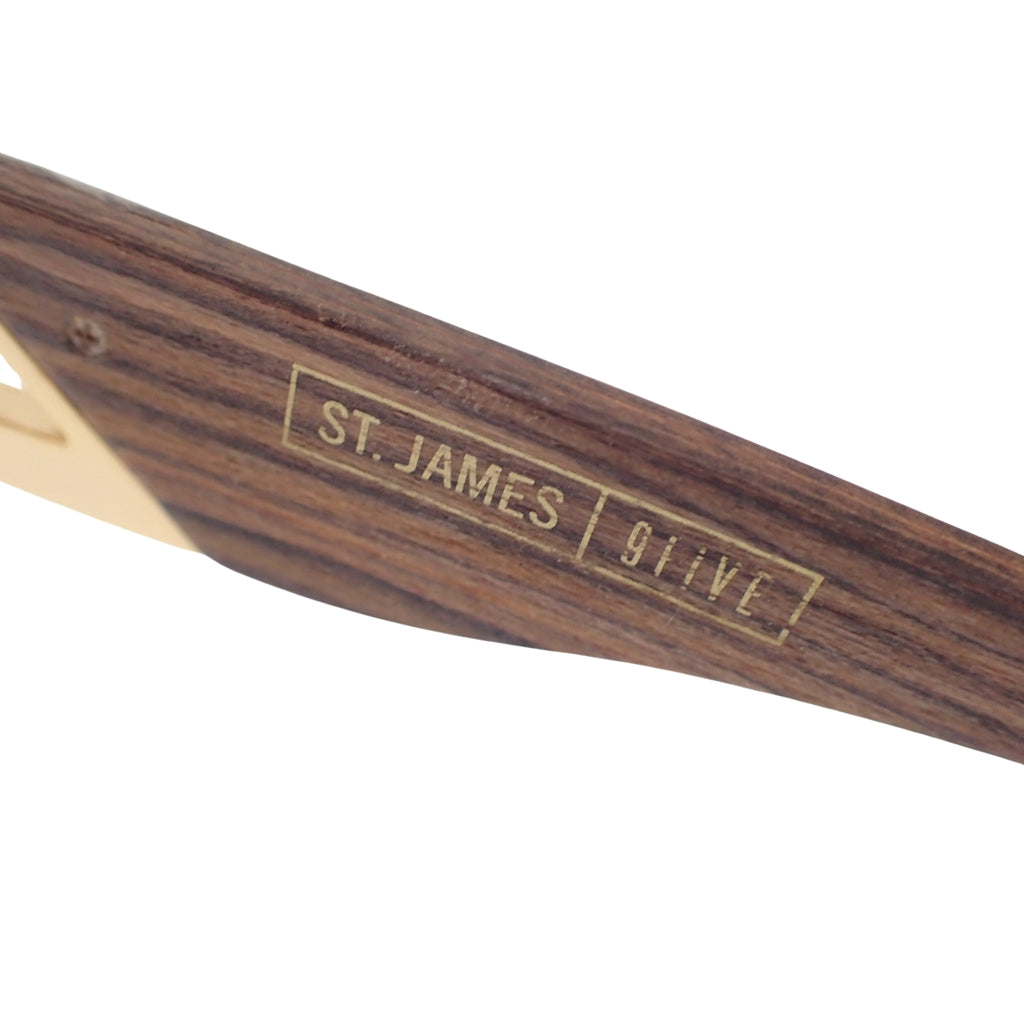 美品◆ナインファイブ サングラス セントジェームス ゴールド×ウッド×ブルー系 9FIVE St.JAMES【AFI14】