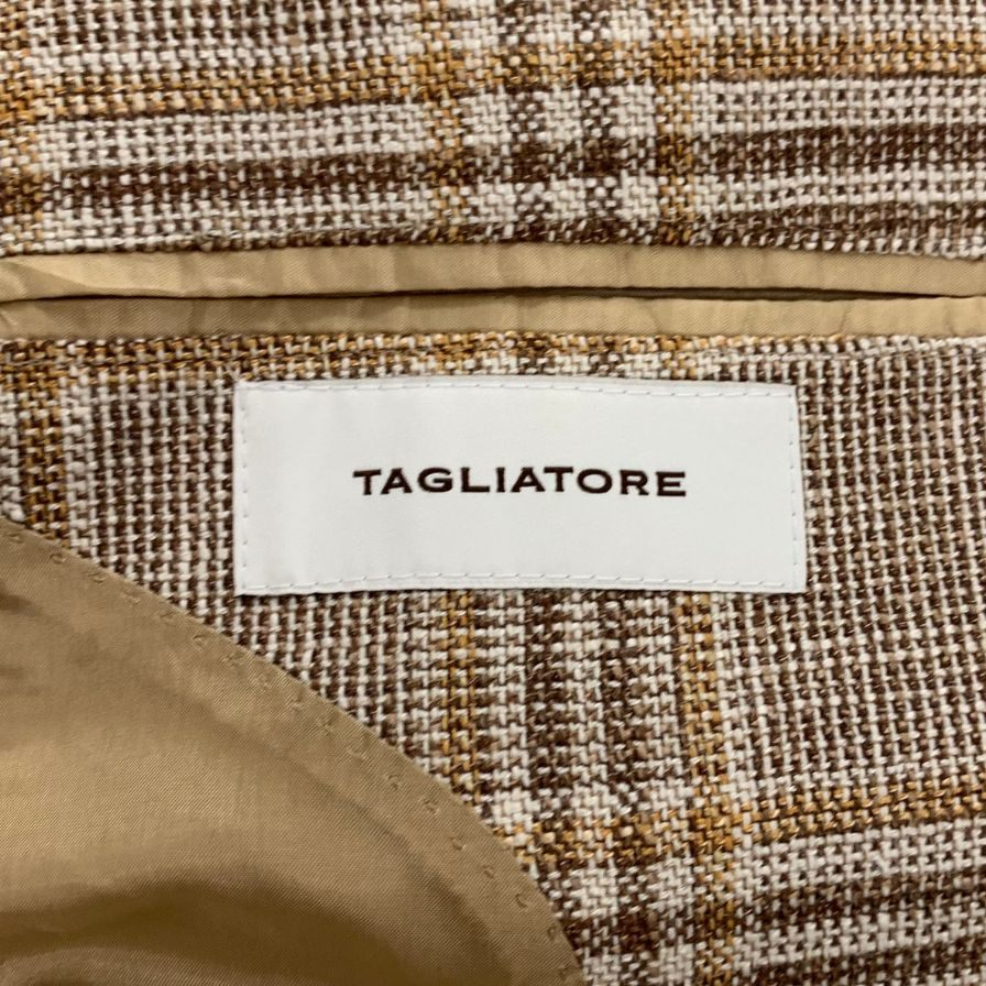 極美品◆タリアトーレ テーラードジャケット 1SMC22K ウール チェック サイズ48 メンズ ブラウン系 TAGLIATORE 【AFB6】