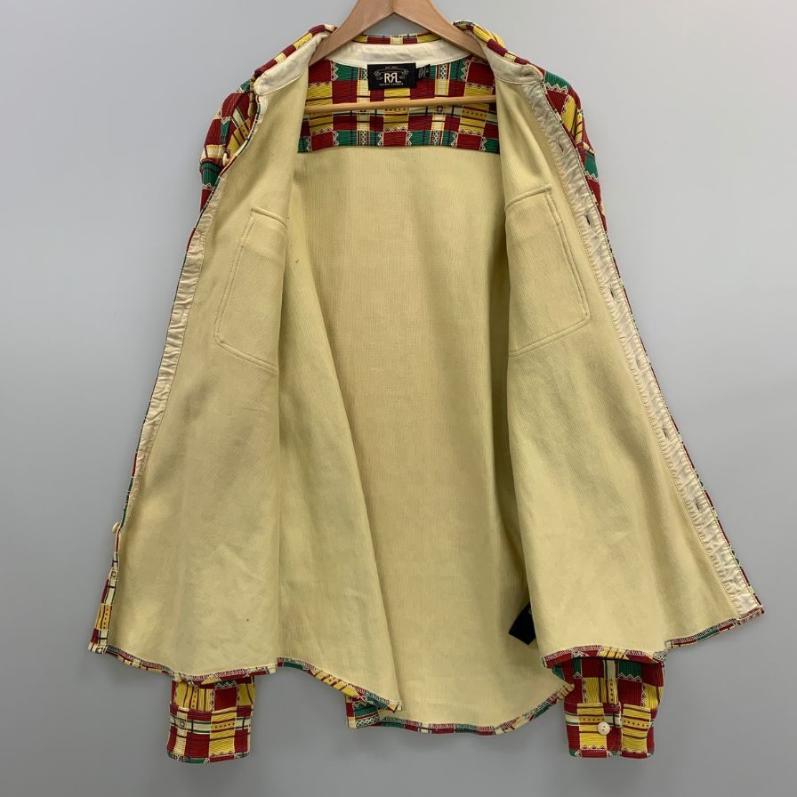 美品◆ダブルアールエル ラルフローレン 一つ星タグ 総柄 コットンシャツ メンズ サイズ XL RRL RALPH LAUREN 【AFB7】