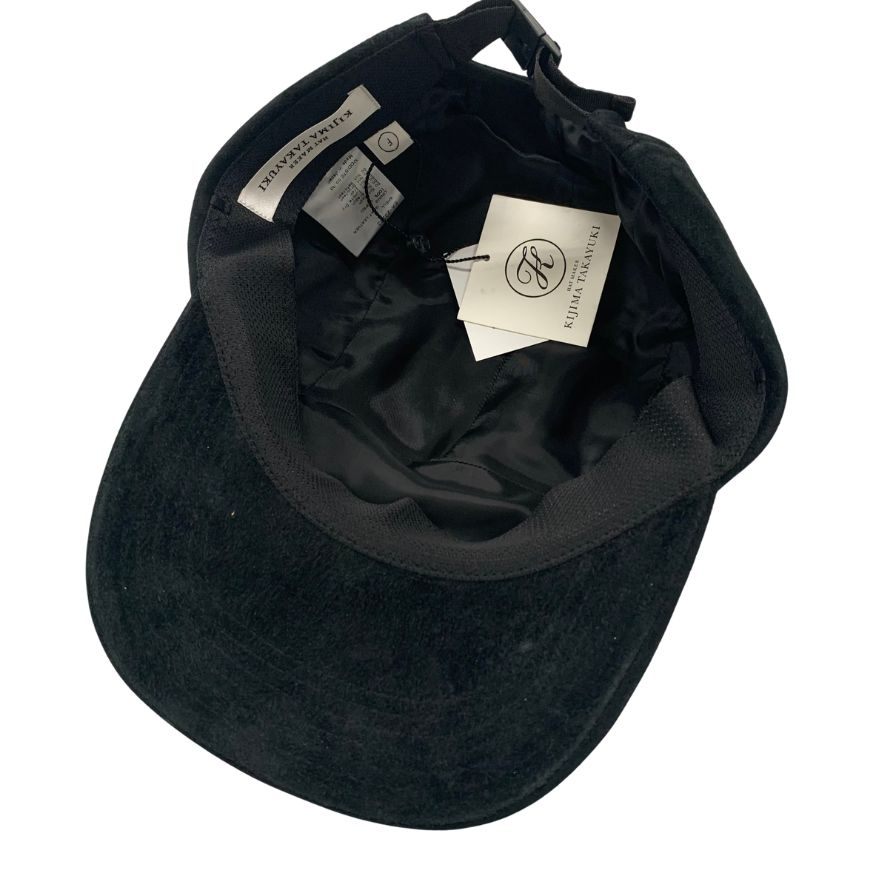 未使用◆キジマタカユキ ゴートスエードジェットキャップ EX-23203-01 サイズF ブラック ユニセックス KIJIMA TAKAYUKI GOAT SUEDE JET CAP【AFI26】