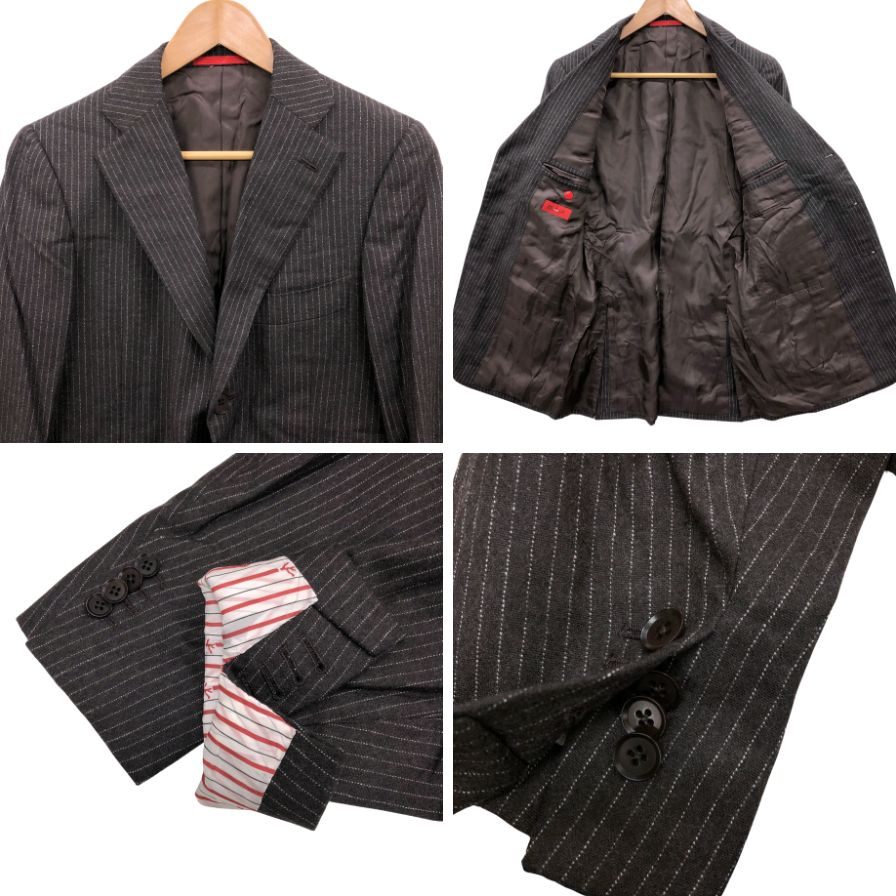 イザイア スーツ セットアップ ウール ストライプ ブラウン サイズ42 メンズ ISAIA【AFB34】