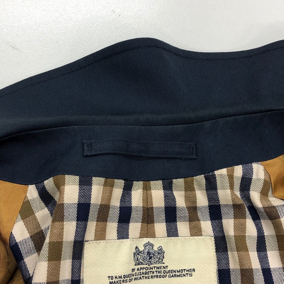 美品◆アクアスキュータム バルカラーコート イングランド製 メンズ ネイビー サイズ表記無し Aquascutum 【AFB2】