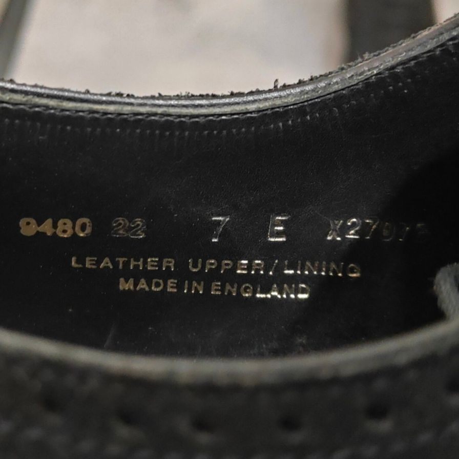 クロケット&ジョーンズ ポールスミス別注 パンチドキャップトゥ アデレード スエード ブラック サイズUK7E CROCKETT&JONES スエードシューズ 約25.5cm【LA】【中古】