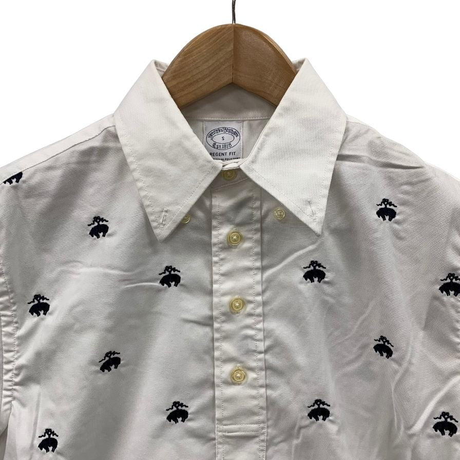 極美品◆ブルックスブラザーズ リージェントフィット オックスフォード 刺繍あり メンズ サイズ S ホワイト Brooks Brothers REGENT FIT 【AFB38】