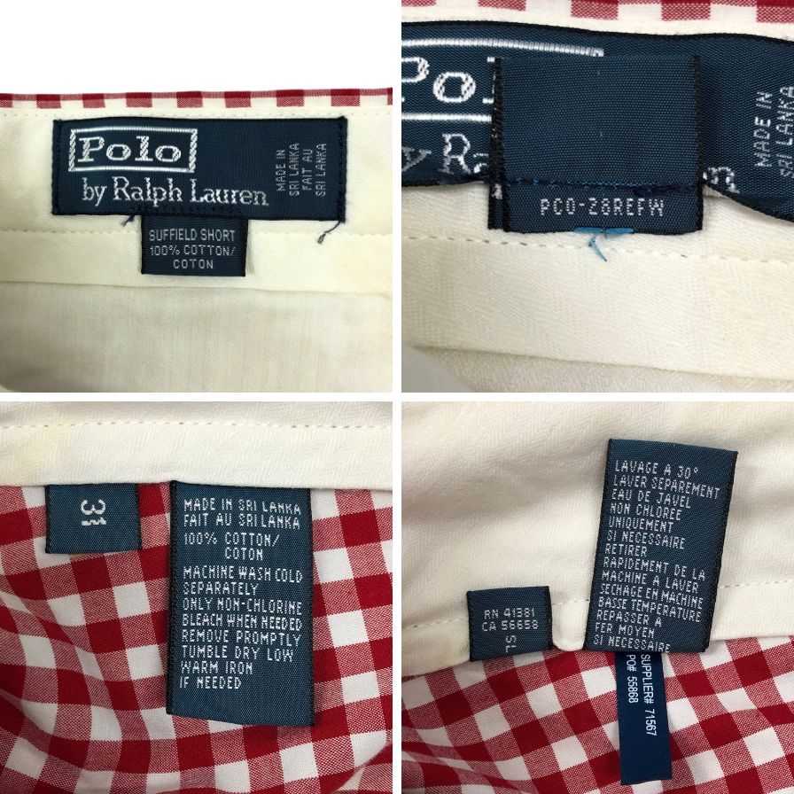 ポロ ラルフローレン ショートパンツ チェック柄 レッド系 メンズ サイズ31 POLO by RALPH LAUREN 【AFB38】