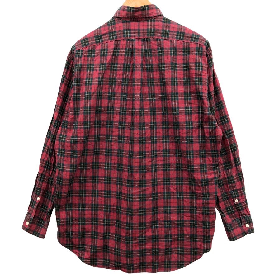 美品◆ラルフローレン 90S チェックシャツ ヴィンテージ レッド系 メンズ サイズM RALPH LAUREN 【AFB50】