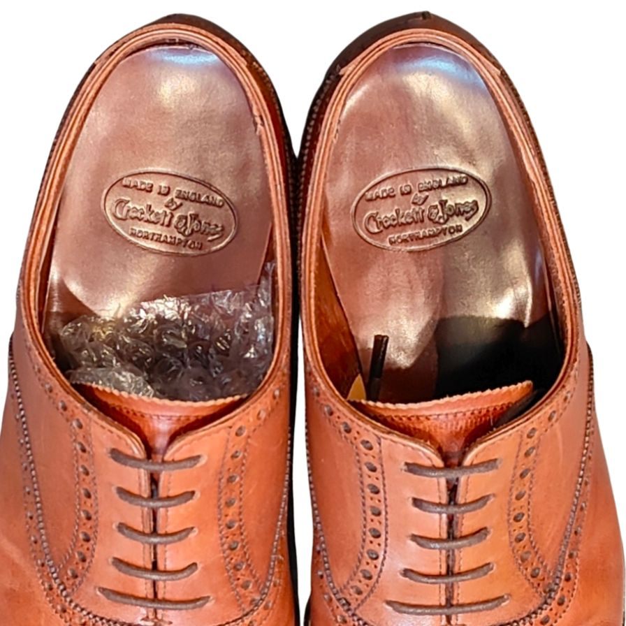 クロケット&ジョーンズ レザーシューズ セミブローグ ウェルベック ダイナイトソール ブラウン メンズ サイズ5E Crockett&Jones WELBECK ビジネスシューズ 約24.5cm【LA】【中古】