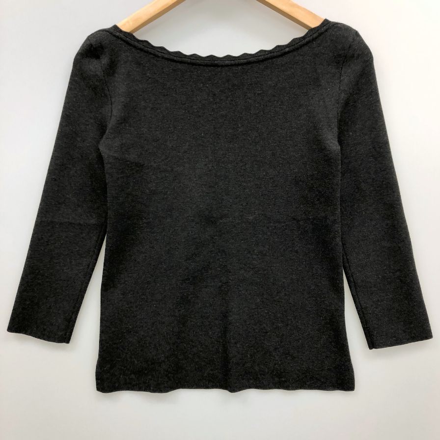 美品◆フォクシーニューヨーク ピンキングセーター カットソー トップス 31062 レディース サイズ 38 グレー FOXEY NEWYORK 【AFB23】
